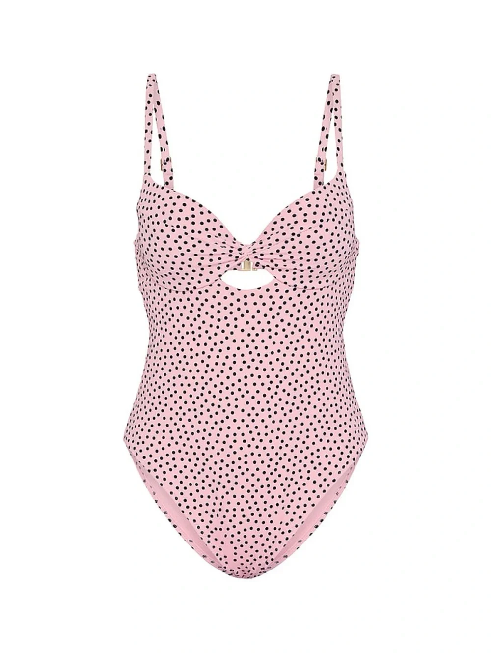 New Medium Pink Victoria’s Secret Twist Push-Up One Piece Swimsuit Polka Dot NWT